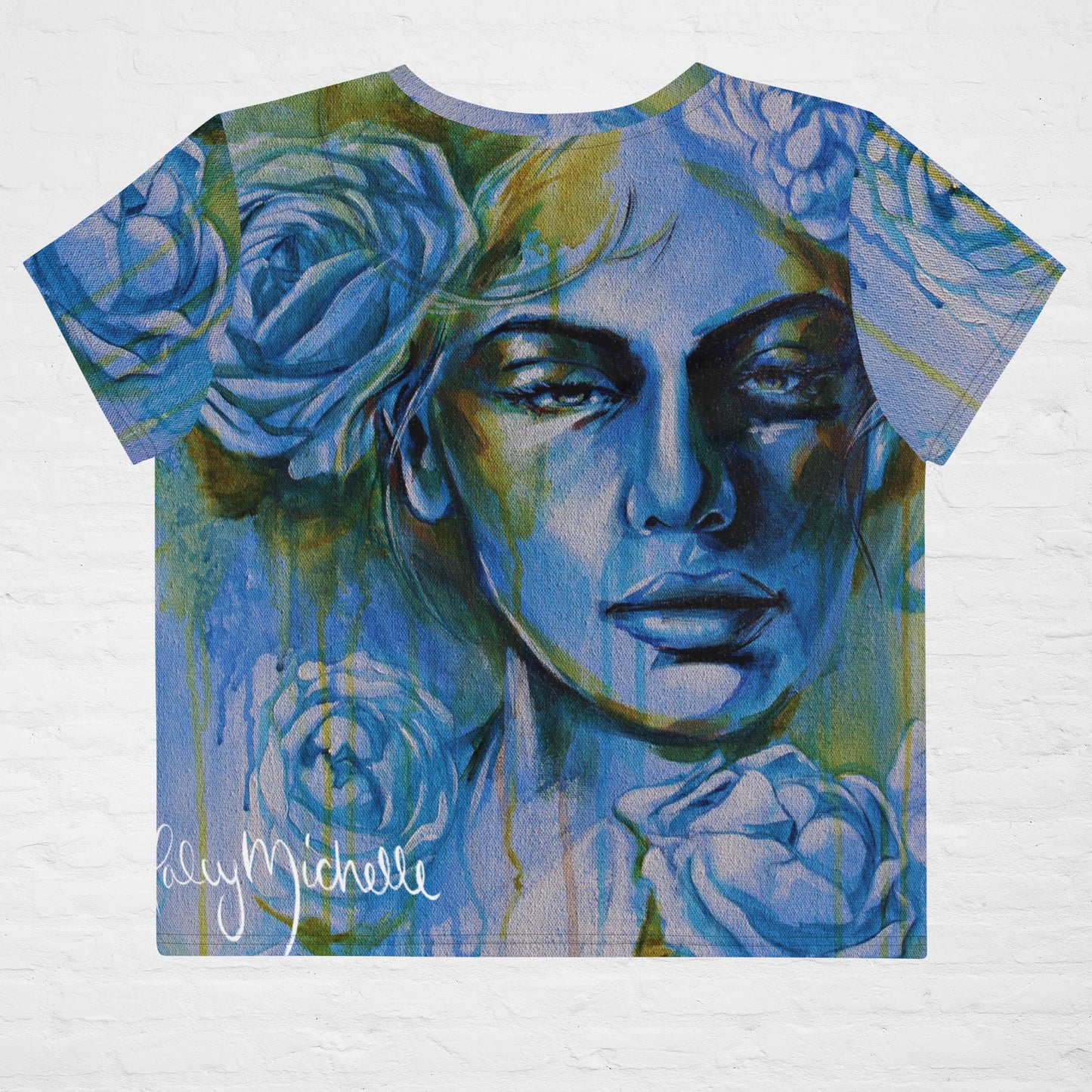 Bloom In Blue All-Over Print Crop Shirt